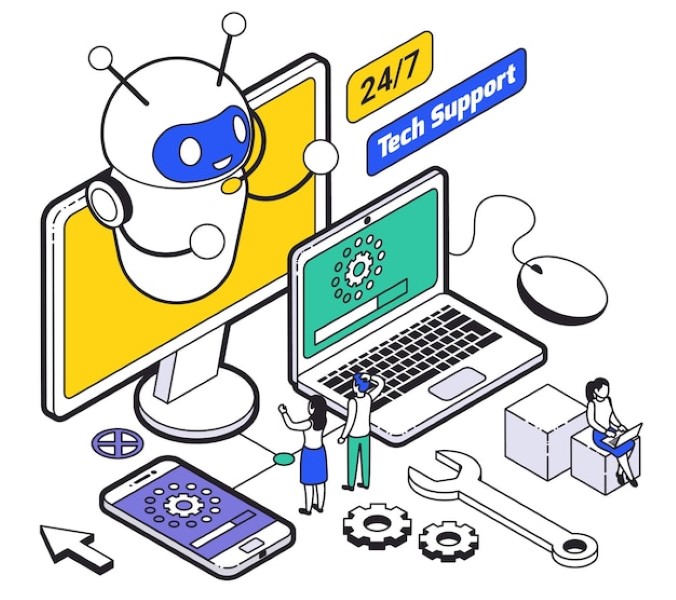 AI virtual assistant chatbot providing 24/7 customer support