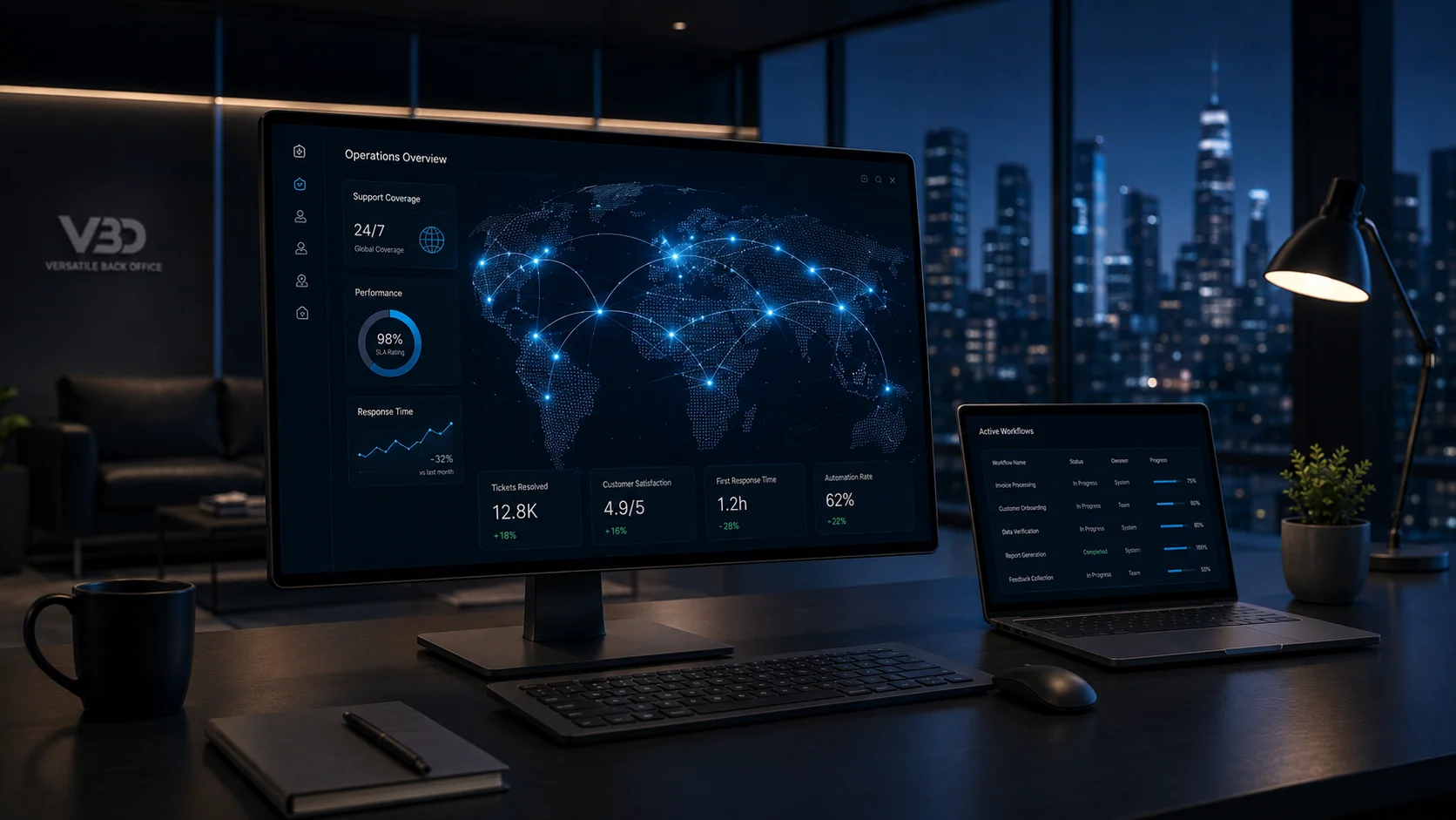 Global business operations and remote support systems by India-based back office outsourcing