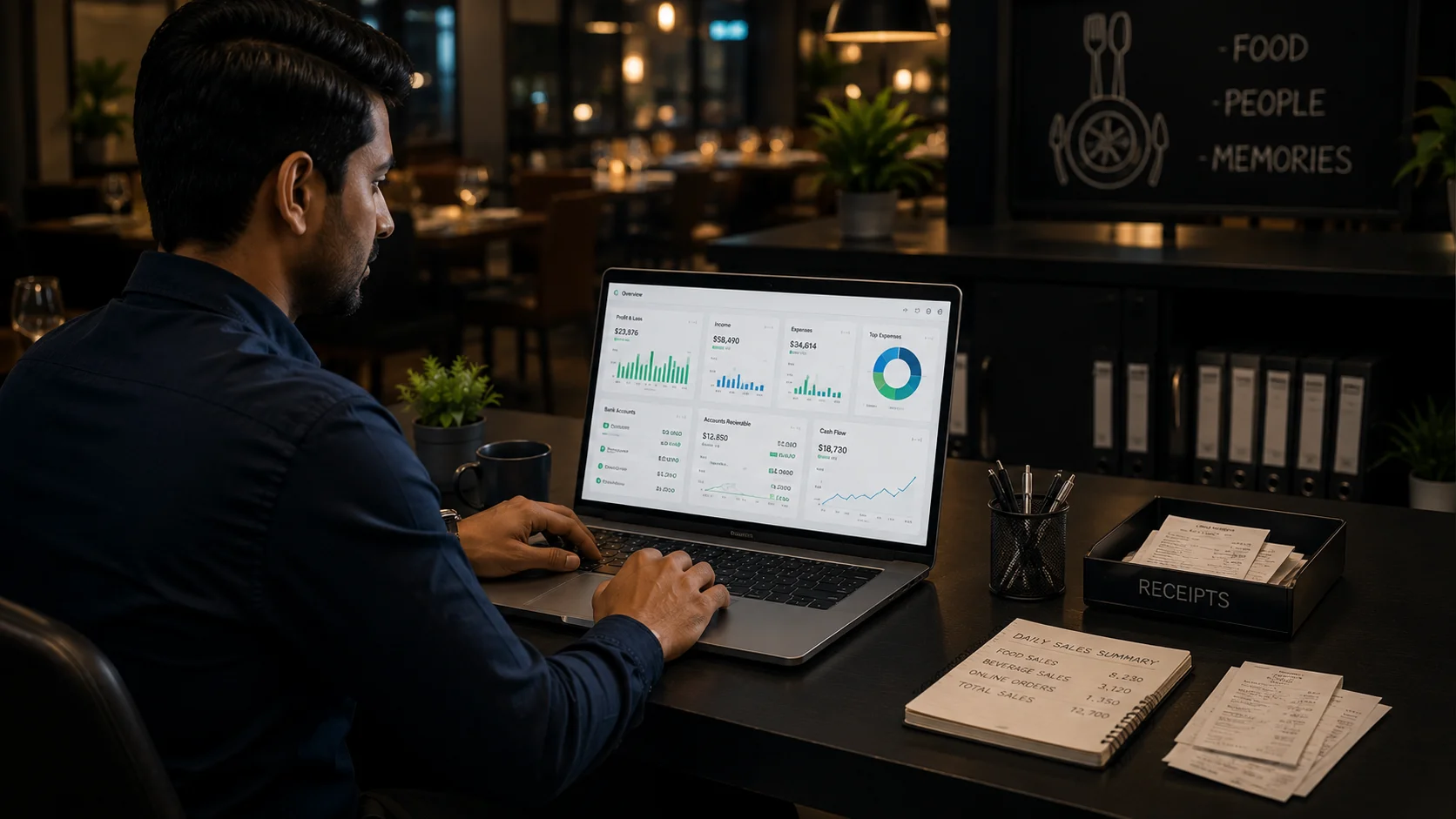 Restaurant financial tracking and bookkeeping support by VBO India-based team